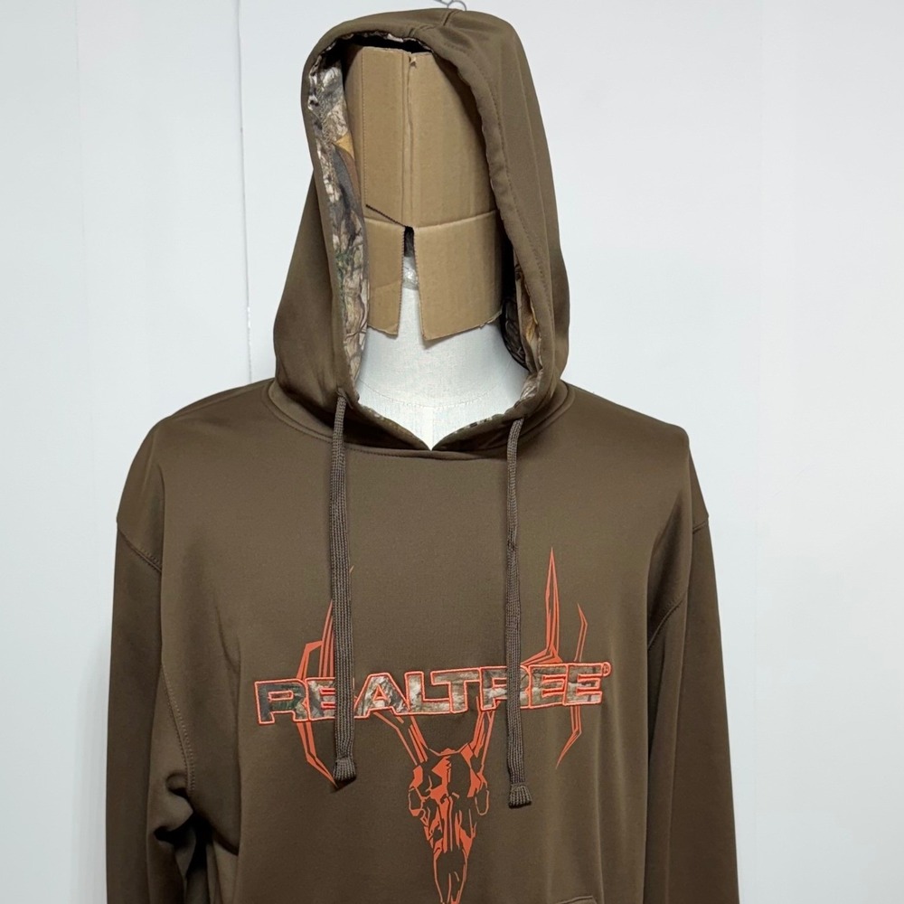 Realtree Hoodie Men‎ Large Brown Fleece Graphic Camo Lined Pullover Mountainaire